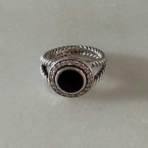 David Yurman Petite Albion Elegant Silver and Black Women's Ring